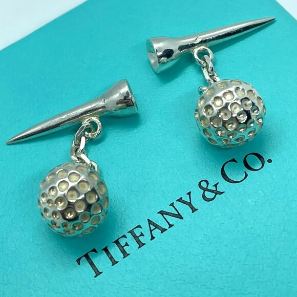 Tiffany & Co. Sterling Silver Golf Ball Tee Cufflinks w/ Box